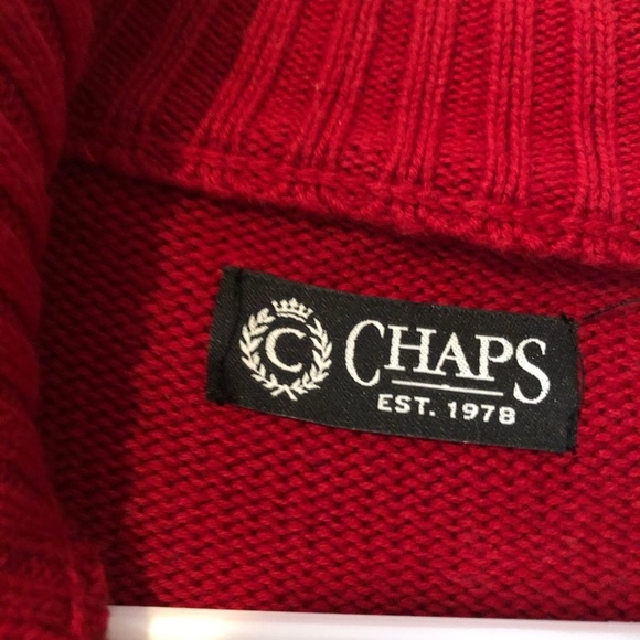 Chaps|‎ Red Buck Half Zip Knit Sweater - Picture 5 of 5